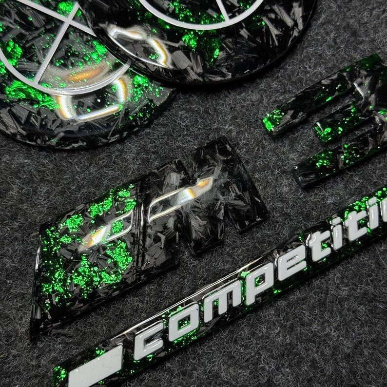 2 logo bmw green & logo m3 comprtition forged carbon