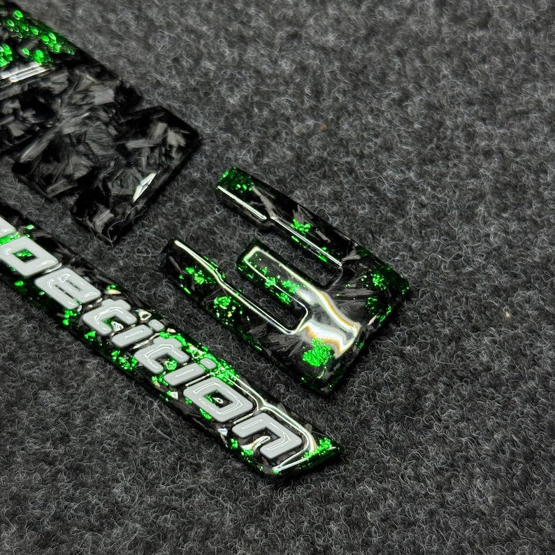 2 logo bmw green & logo m3 comprtition forged carbon