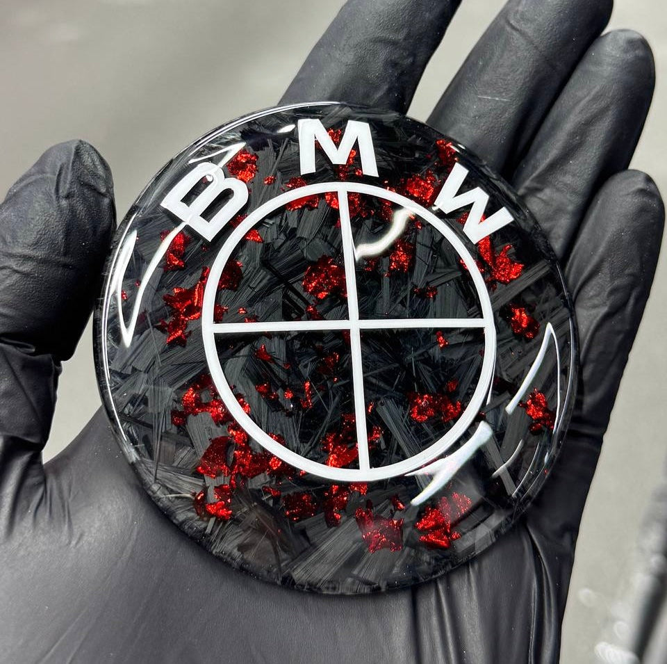 2 logo bmw red carbon fiber