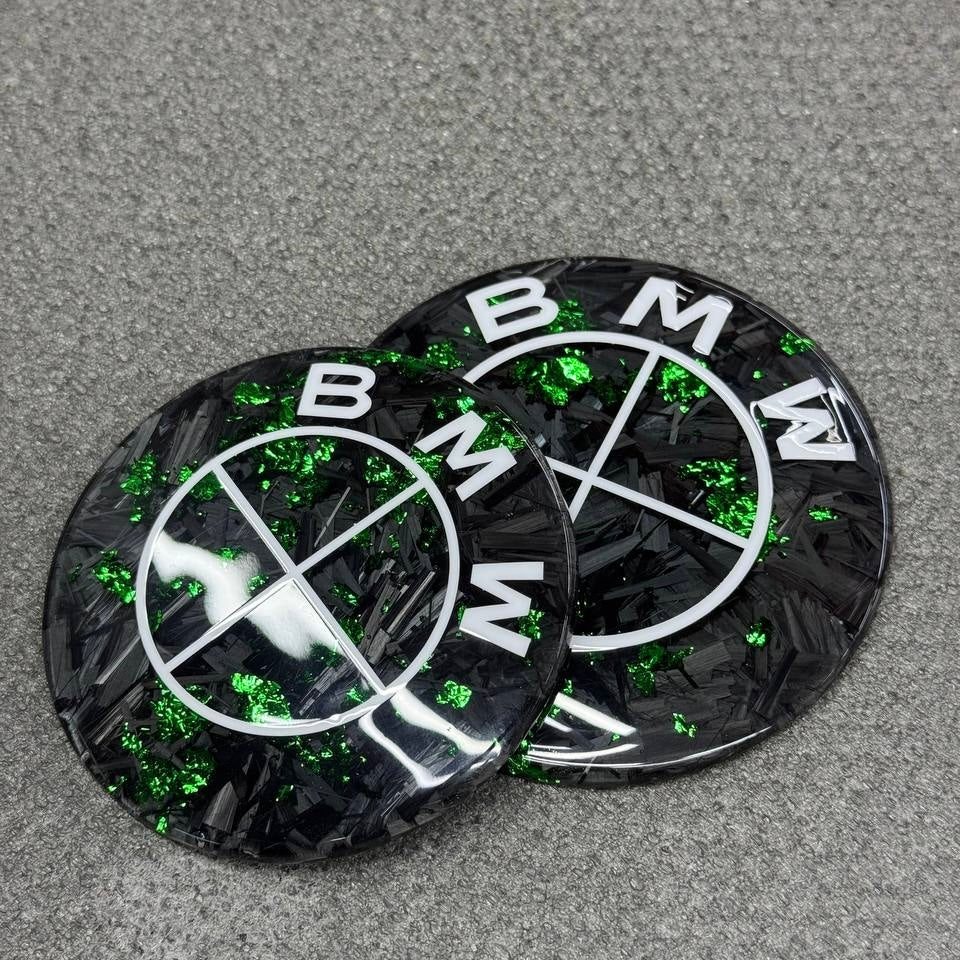 2 logo bmw green carbon fiber