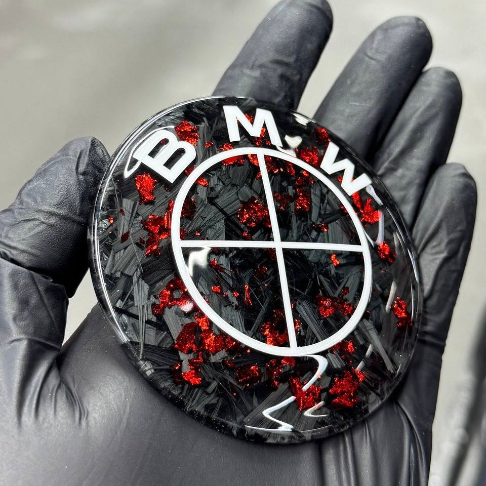 2 logo bmw red carbon fiber