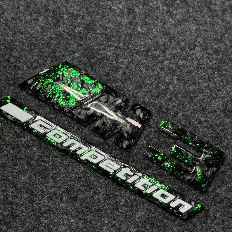 2 logo bmw green & logo m3 comprtition forged carbon